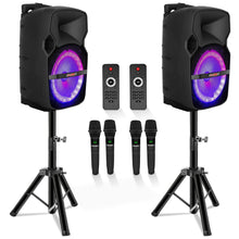 Load image into Gallery viewer, 5Core 10 inch PA Portable Bluetooth Party Speaker Karaoke Boombox + 2 Wireless Mics 2 PCS-0
