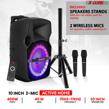 Load image into Gallery viewer, 5Core 10 inch PA Portable Bluetooth Party Speaker Karaoke Boombox + 2 Wireless Mics 2 PCS-2

