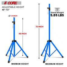 Load image into Gallery viewer, 5Core Speaker Stand Tripod Tall Adjustable 72 Inch DJ Pole Mount Studio Monitor Stands SKY BLUE 2 PK-1
