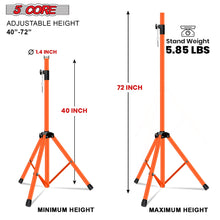 Load image into Gallery viewer, 5Core Speaker Stand Tripod Tall Adjustable 72 Inch DJ Pole Mount Studio Monitor Stands ORANGE 1 PK-1
