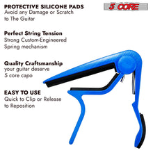 Load image into Gallery viewer, 5Core Capo Acoustic Electric Guitar 6 String Kapo Clip For Banjo Mandolin Ukulele BLUE-2
