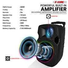 Load image into Gallery viewer, 5Core 10 inch PA Portable Bluetooth Party Speaker Karaoke Boombox + 2 Wireless Mics 2 PCS-4
