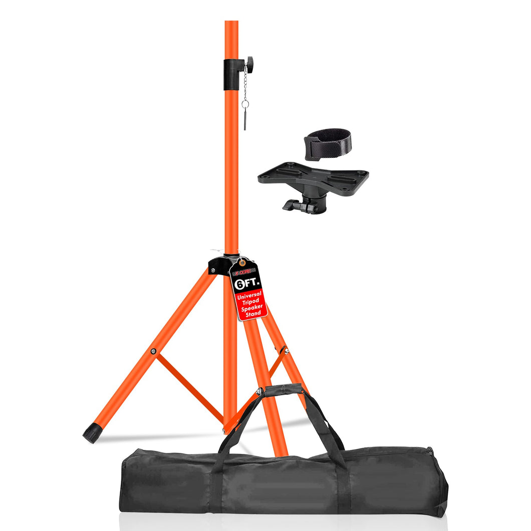 5Core Speaker Stand Tripod Tall Adjustable 72 Inch DJ Pole Mount Studio Monitor Stands ORANGE 1 PK-0